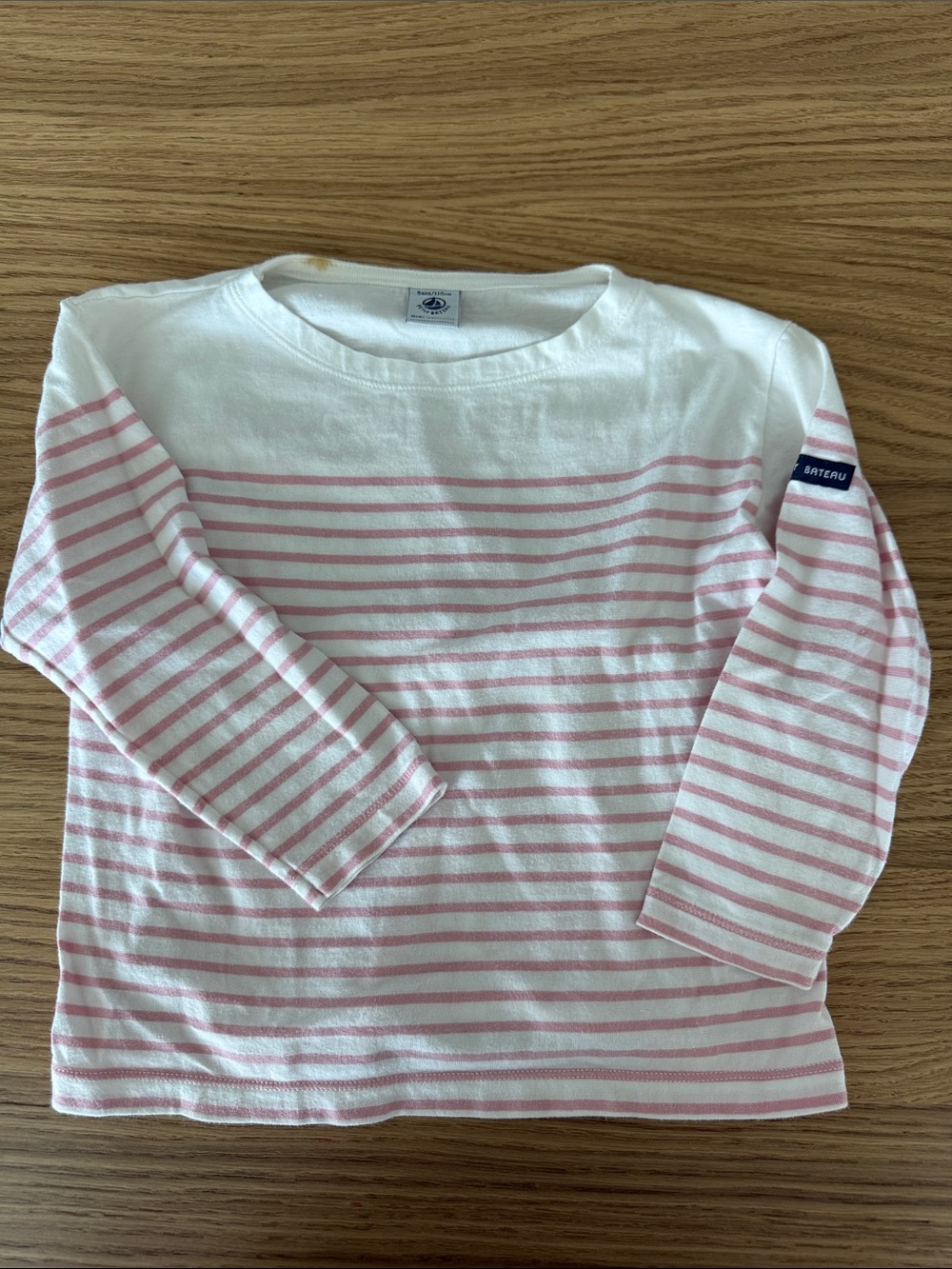 Petit Bateau - Pink & White Striped Long-Sleeve Top